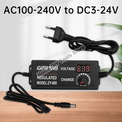 AC100V-240V to DC3V-12V/24V Adjustable Voltage Adapter Digital Display Power Supply Universal Adapter Overcharge Protection