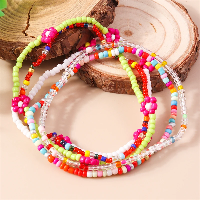 5 Teile/satz Mode Handgemachte Blume Perlen Fußkettchen für Frauen Sommer Strand Ankle Armbänder Fuß Bein Kette Mädchen Urlaub Schmuck Geschenke – Detail 4