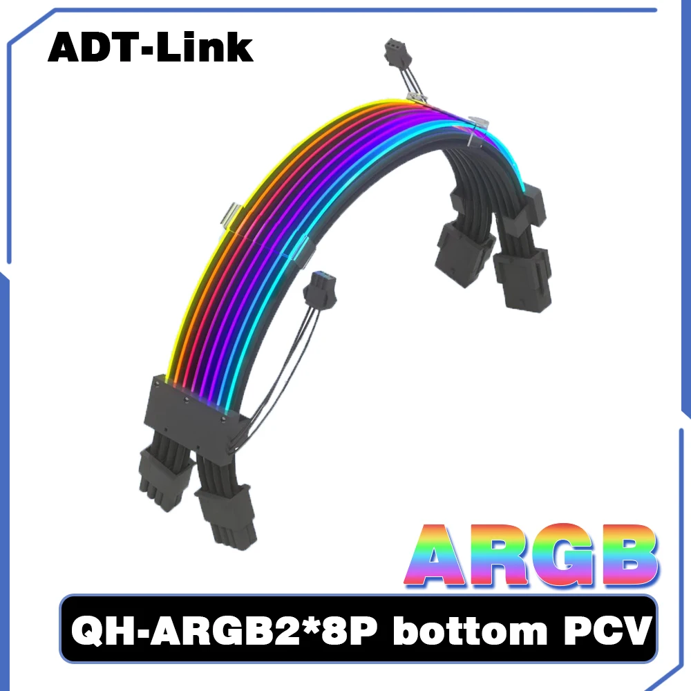 Argb Glowing Line Video Card Extension Cable Dual 8P Row Neon Color Line God Light Synchronization Bottom Pvc Adapter Cable