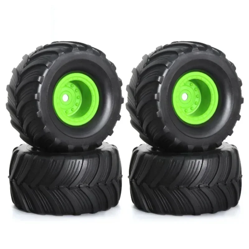4개 몬스터 트럭 휠 림 타이어 세트 1/18 TRX4M FMS FCX24 W194 액시얼 RC 크롤러 자동차 업그레이드 부품