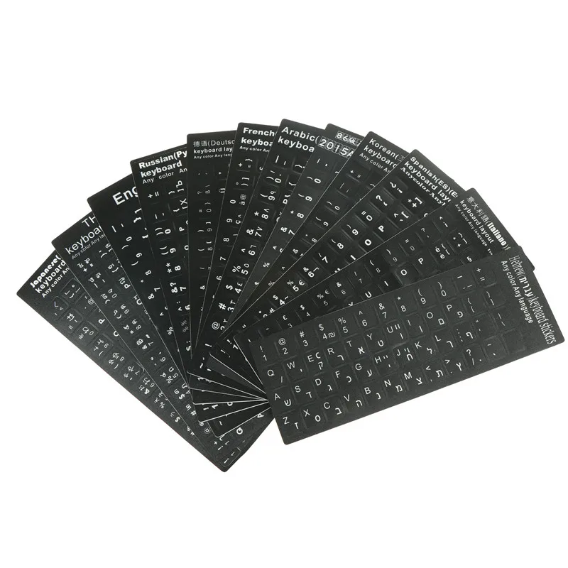 Russian Korean English Arabic Hebrew Keyboard Stickers Letter Alphabet Layout Sticker For Computer Desktop PC Laptop Accessories