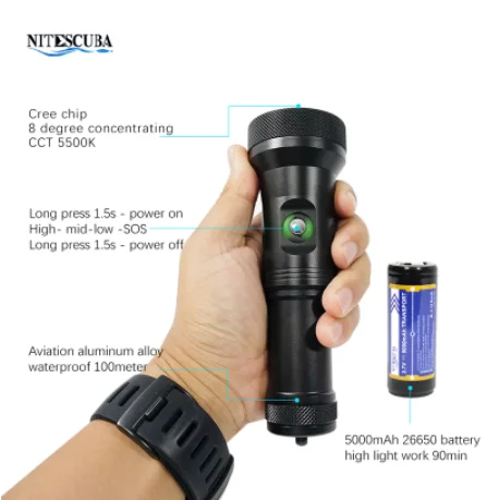 Nitescuba S20 LED Tauchen Taschenlampe Wasserdichte Taktische Taschenlampe Für Video Füllen Licht Unterwasser Phorographie Outdoor Taschenlampe