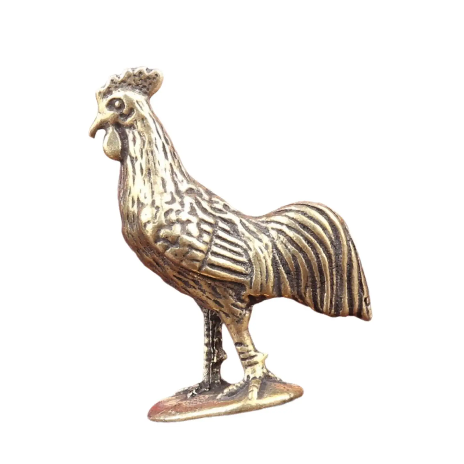 Lucky Rooster Treasure Brass Figurine Miniature Animal Sculpture Vintage Decoration for Garden Office