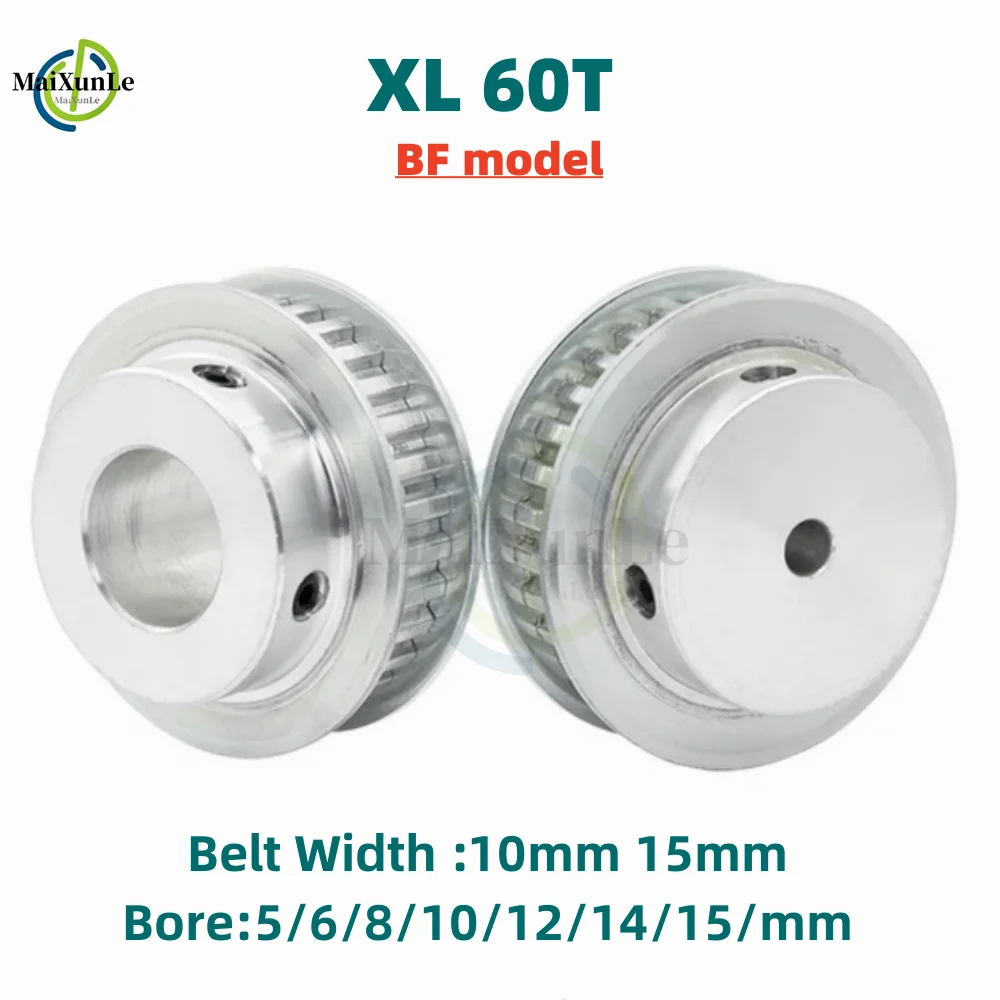 

XL BF-model 60T Timing Pulley Bore 5/6/8/10/12/14/15mm Pitch 5.08 mm Aluminum Pulley Width 11/16mm For 10/15mm XL Timing Belt