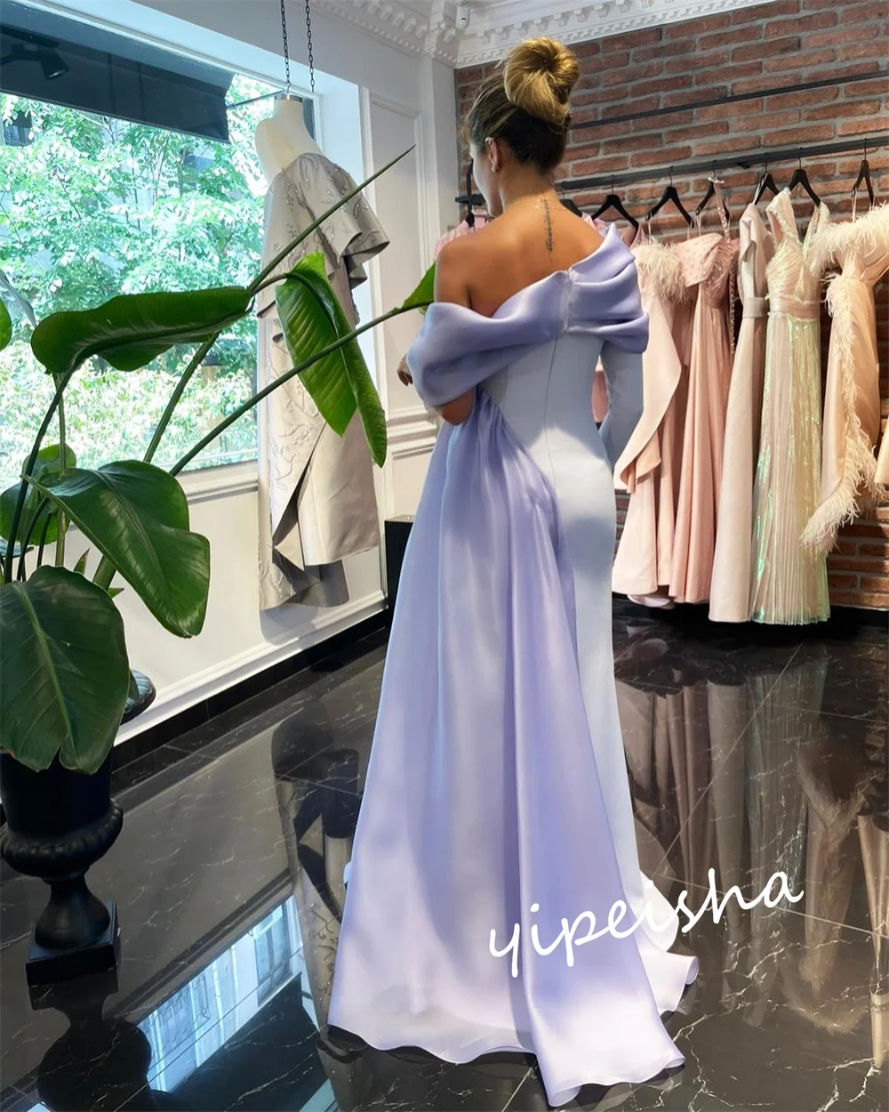 Jiayigong Prom Charmeuse Criss-Cross Formal Evening Sheath One-shoulder Custom Occasion Gown Sukienki midi