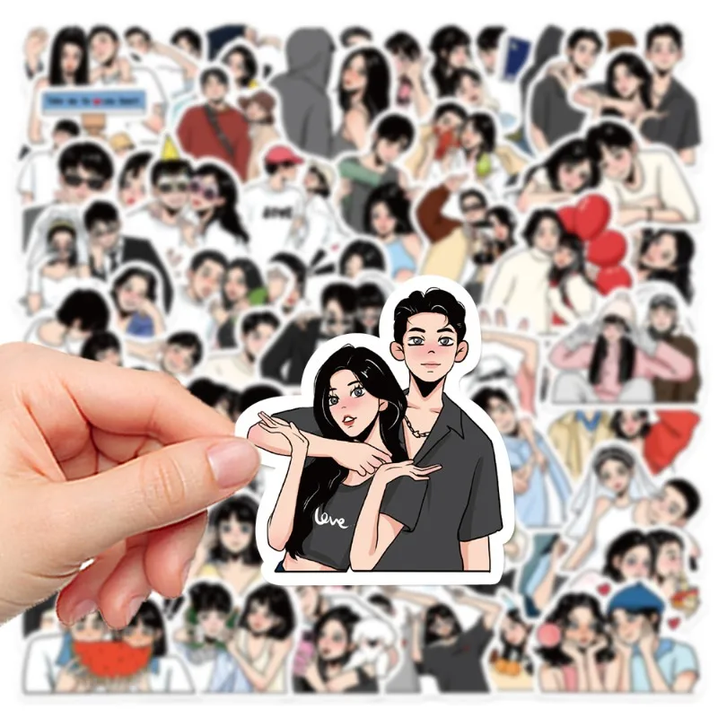 60pcs Cartoon Couple's Love Guide Series Graffiti Stickers Suitable for Helmet Desktop Wall Decoration DIY Sticker Pack