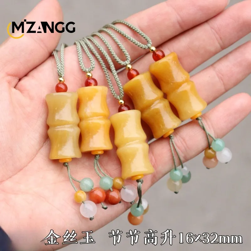 Natural Colored Jade Doughnut Compass Pendant Exquisite Carving Cat Paw Good Luck Charm Jade Necklace for Both Men and Women 1PC