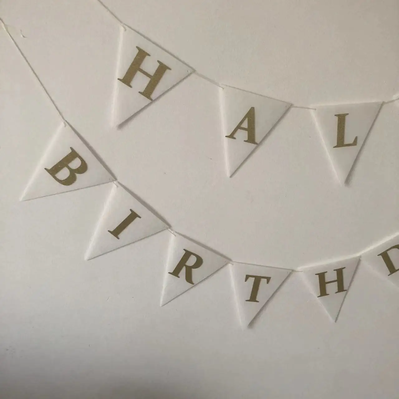 INS Baby Gold Glitter White Happy Birthday Garland Bunting Banner Pennant Half Birthday 100 Days Decor