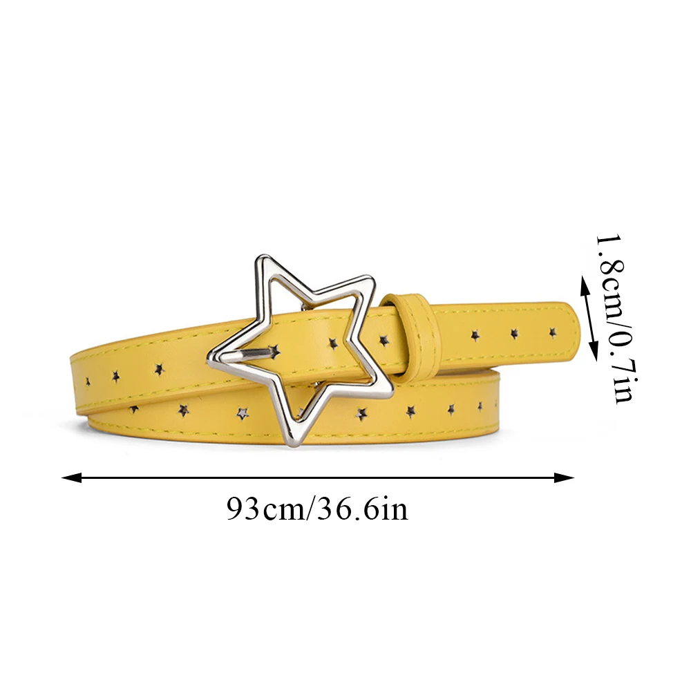 Kids Pentagram PU Leather  Waistband Children Adjustable Metal Star Buckle Holes Belt Girls Solid Color Jeans Waist Strap