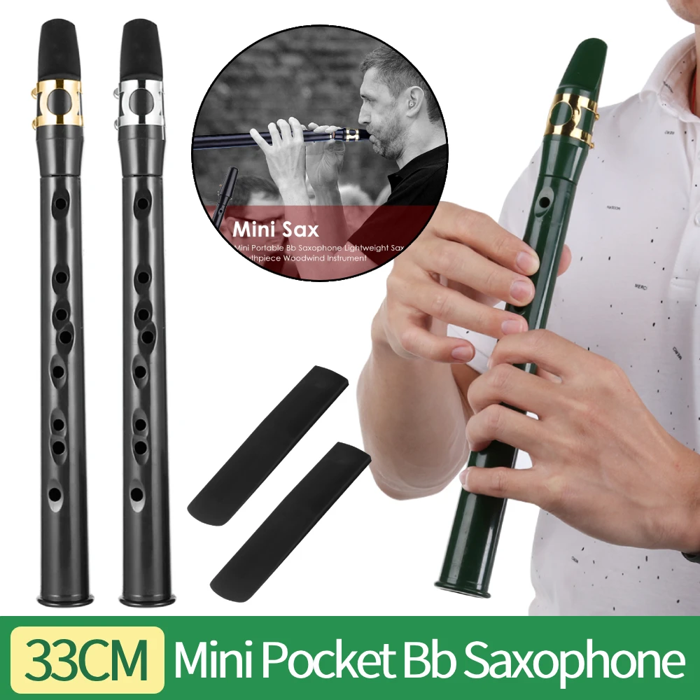 Saxofone Mini Pocket Bb com Boquilha Alto + 2 Palhetas Instrumentos de Sopro