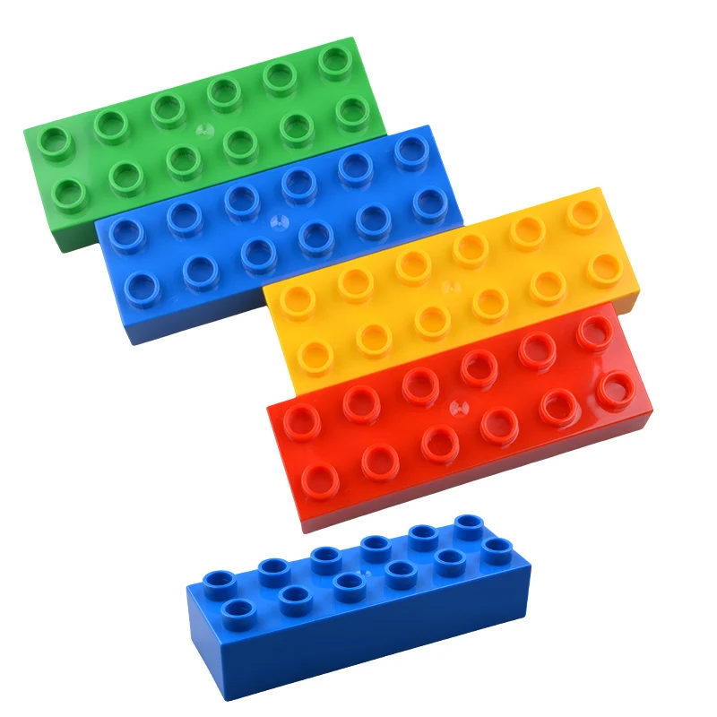 4Pcs 2*6Dots  Big Size Colorful Building Blocks Large Thick Bricks Educational Creative Kid Toys Compatible