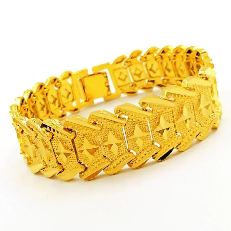 Gold shop with 9999 24K real gold men\'s bracelet dragon row bracelet bracelet boss bracelet send dad watch chain