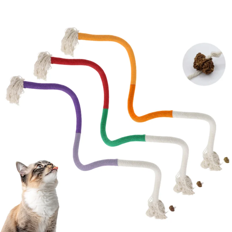 

Cotton Cat Chew Toy for Teeth Cleaning Catnip Rope Toys for Indoor Cats Nibbling Exercise Interactive Cat Nip Teething Toys