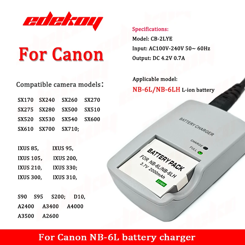 CB-2LY/CB-2LYEバッテリー充電器,NB-6L NB-6LH,パワーショットD10 D20
