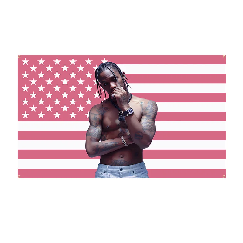 T-Travis S-Scott American Flag Banner Decoration Garage Flags for Bedrooms Outdoor Decor Advertising Flaga Tapestry Custom Hang