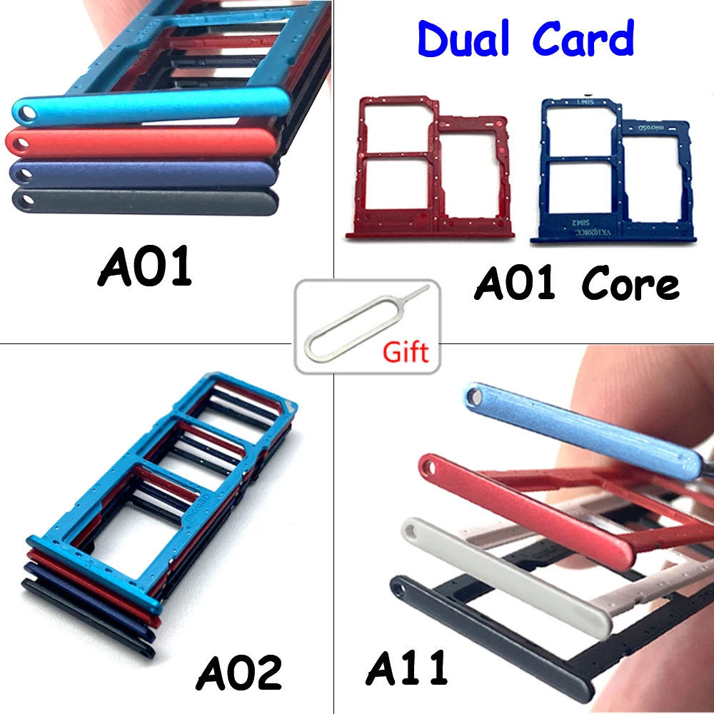 20Pcs/Lot，SIM Card Tray Chip Drawer Slot Holder Adapter Accessories With Pin For Samsung  A01 Core A02 A11