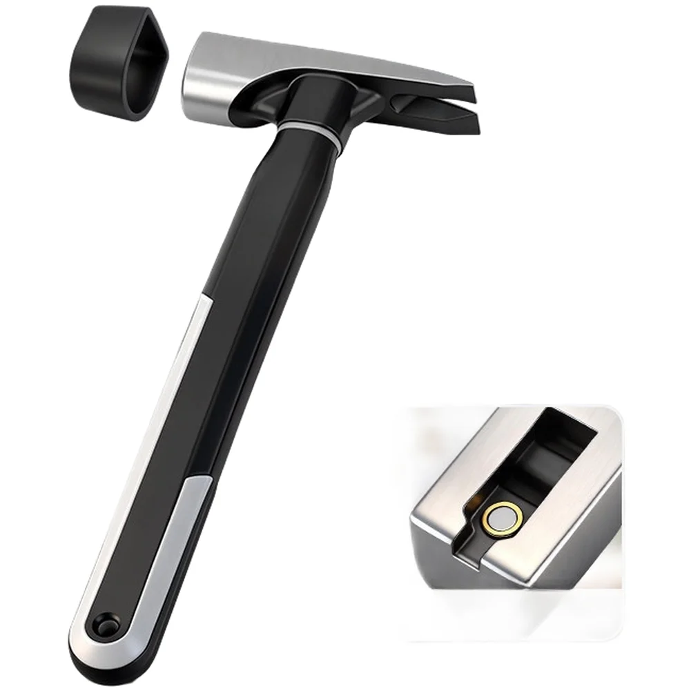 Shock Absorbing Rubber Handle Claw Hammer with Magnetized Tip for Stable Nail Alignment and Controlled Striking Force