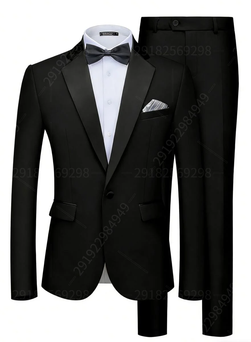 

Мужской костюм из 2 предметов, облегающий, для свадьбы, легкий комплект из пиджака и брюк, лучший подарок для друзей-мужчин