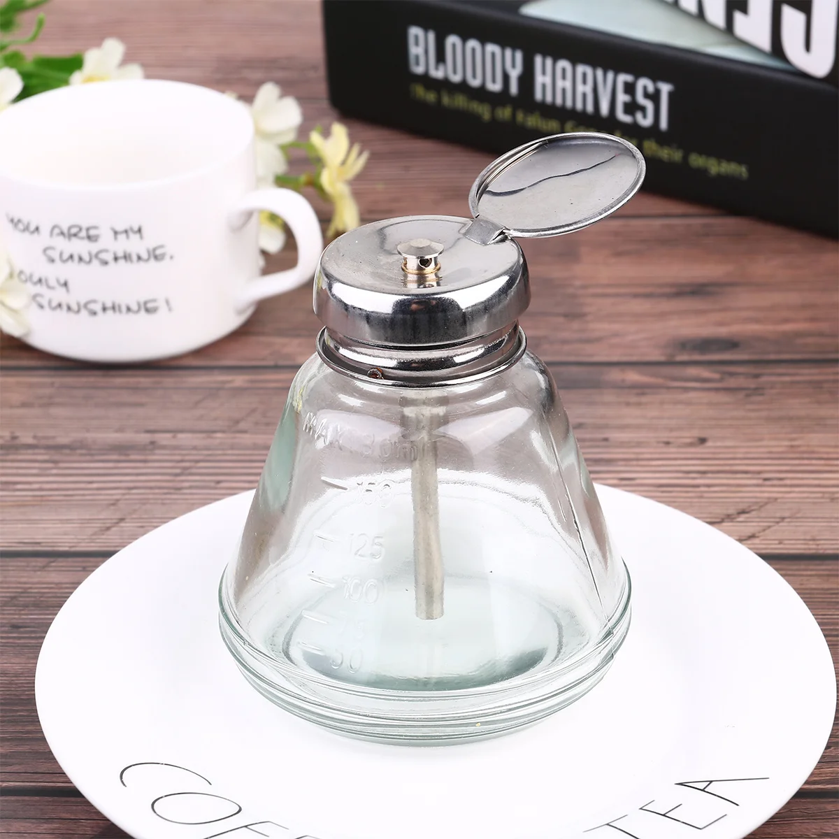 1 قطعة موزع الكحول الزجاجي المتين زجاجة المطهر المحمولة للاستخدام المنزلي في الهواء الطلق 180 مللي زجاجة موزعات معدنية أساسية