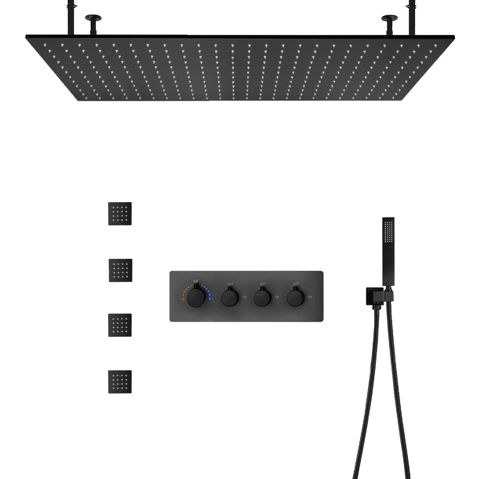 Bathroom ceiling shower system 80x40cm constant temperature rain shower head and handheld wall -mounted set