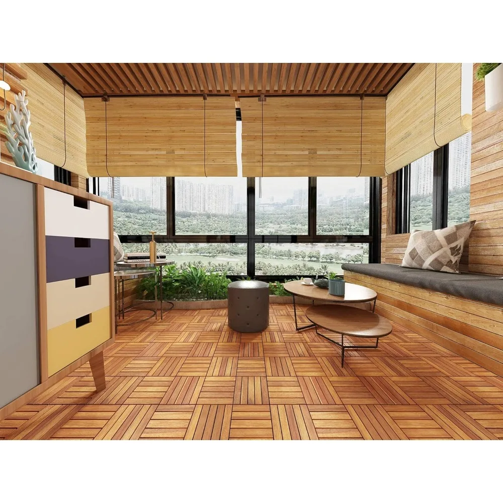 Interbuild Acacia Hardwood Interlocking Patio Deck Tiles, 12