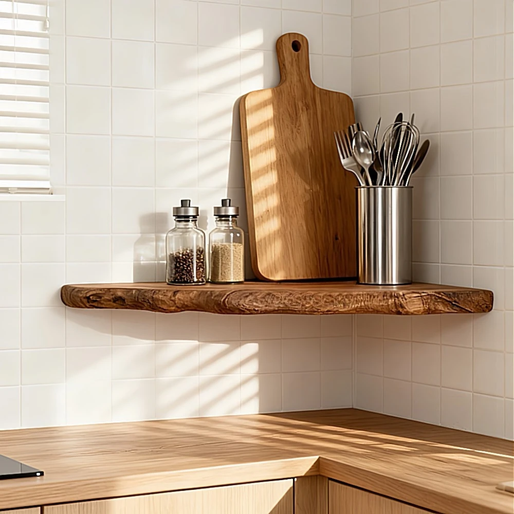 Floating Shelves for Wall triangle baffle natural edge Wood Wall Shelves Heavy-Duty Floating Shelves with Invisible Brackets
