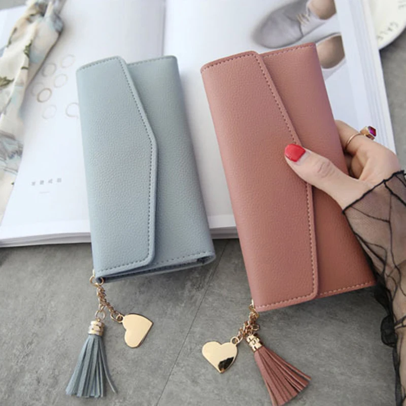 Long Wallet Women Purses Tassel Fashion Coin Purse Card Holder Wallets Female Clutch Money Bag PU Leather Wallet