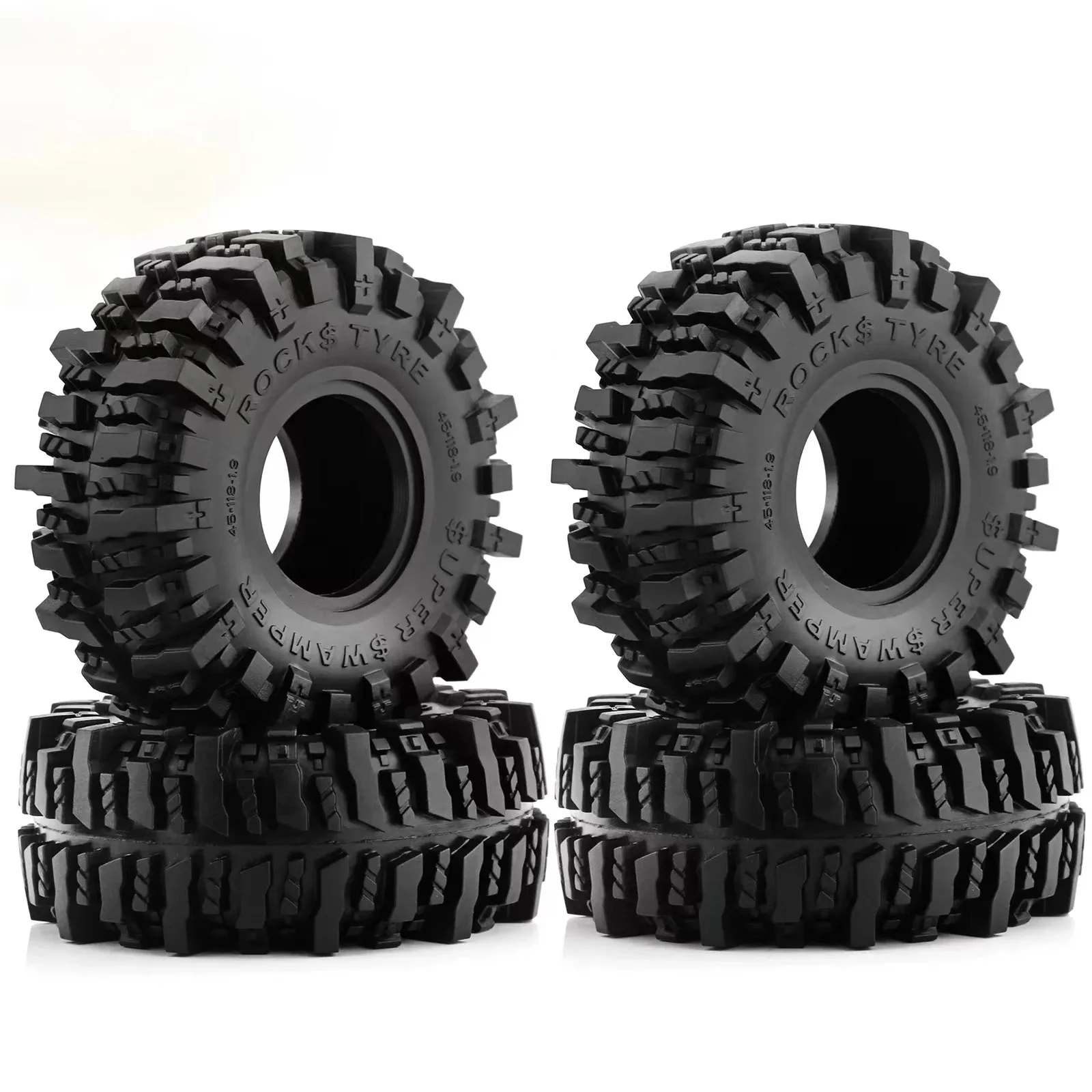 4Pcs 1.9 Inch Crawler Rubber Tires with Black Foam Inserts, Fit Axial SCX10 II III TRX4 Redcat Gen7 Gen8 RC4WD