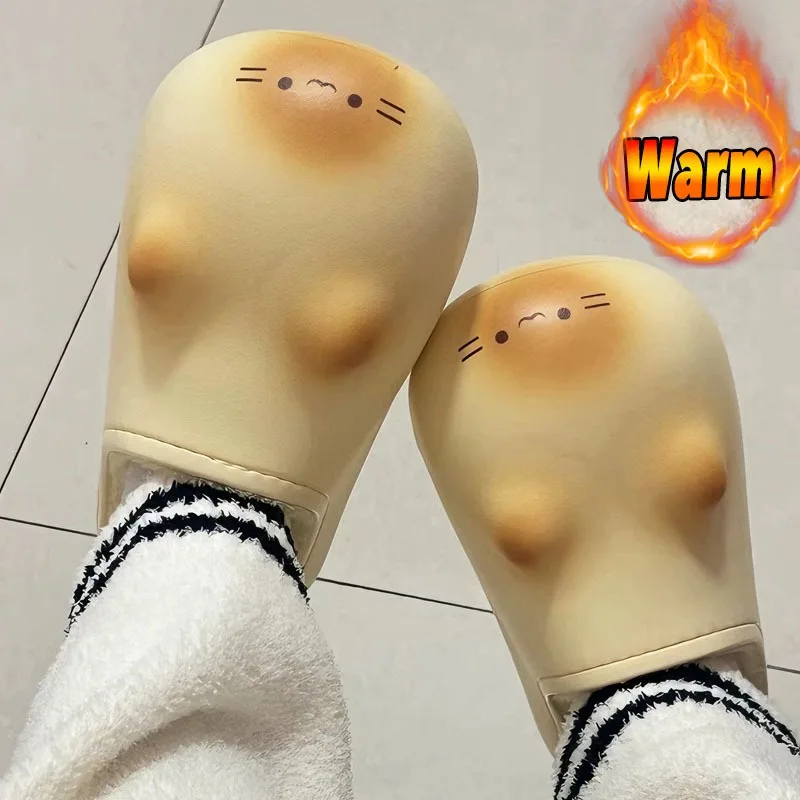 

Winter Soft Eva Sole Cat Paw Slippers Eva Warm Non-Slip Design for Indoor Outdoor Home Comfort