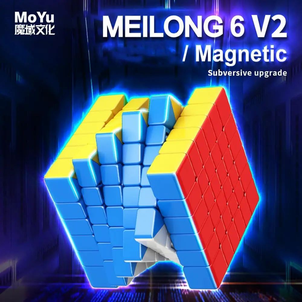 Meilong ลูกบาศก์มายากล V2 6ม. 61มม. ใหม่ขนาด6x6ไม่มีกาวเวอร์ชันแม่เหล็กเหนียวลูกบาศก์มายากลมืออาชีพของเล่นเกมปริศนามายากล