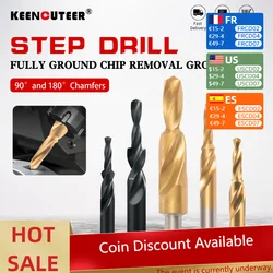 1 szt. Wiertarka stopniowa z przeciwnowotworem 90/180 stopni zawierająca kobalt HSS M3 M4 M5 M6 M8 M10 M12 wiercenie metali wiertarka stopniowa