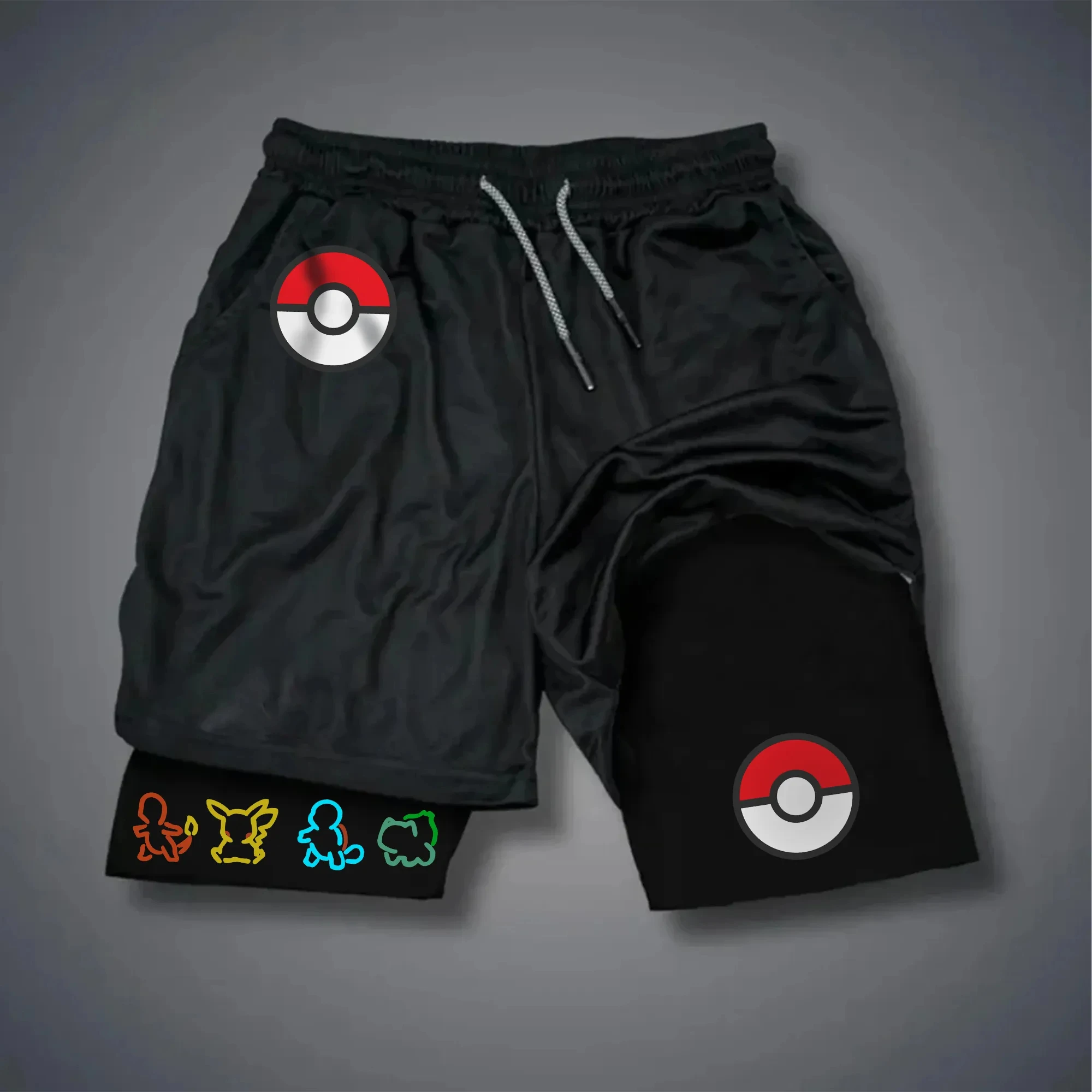 pokemon-anime-masculino-esportes-shorts-2025-verao-novo-streetwear-atletico-shorts-casuais-com-classico-poke-bola-padrao-e-correspondencia