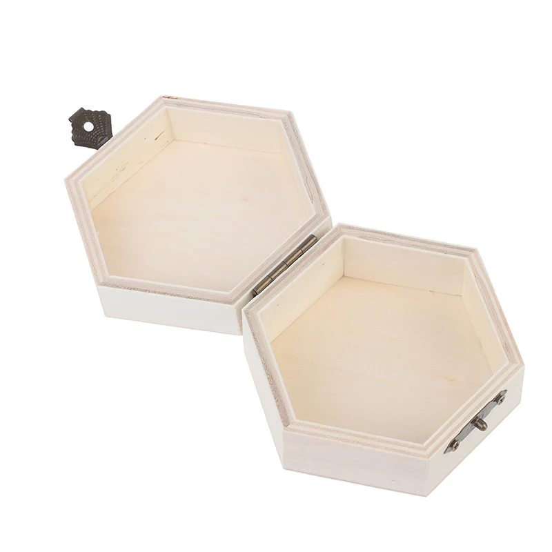 Hexagonal Shaped Wooden Storage Box Jewelry Wedding Gift Box Jewelry Display