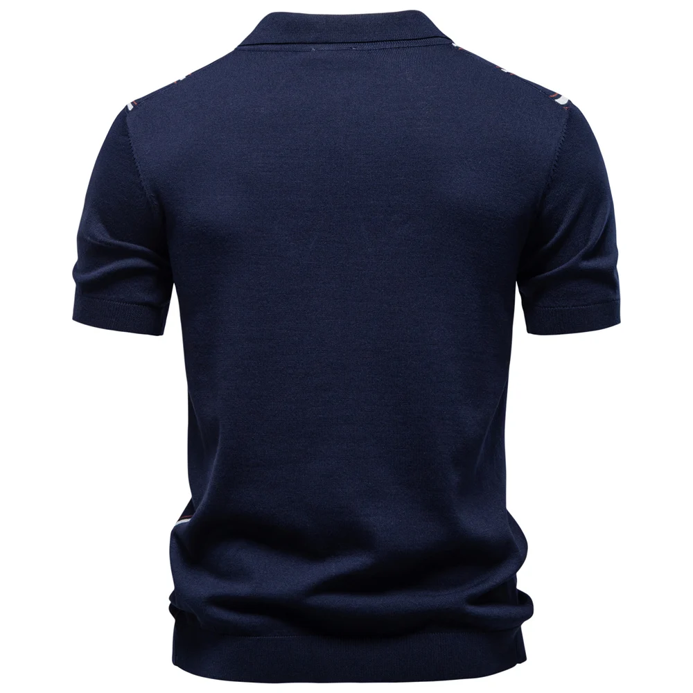 AIOPESON Herren Gestreiftes Poloshirt im Old Money Stil Kurzarm Weich Atmungsaktiv Lässig Eleganter Stoff für Komfortables Tragen – Detail 5