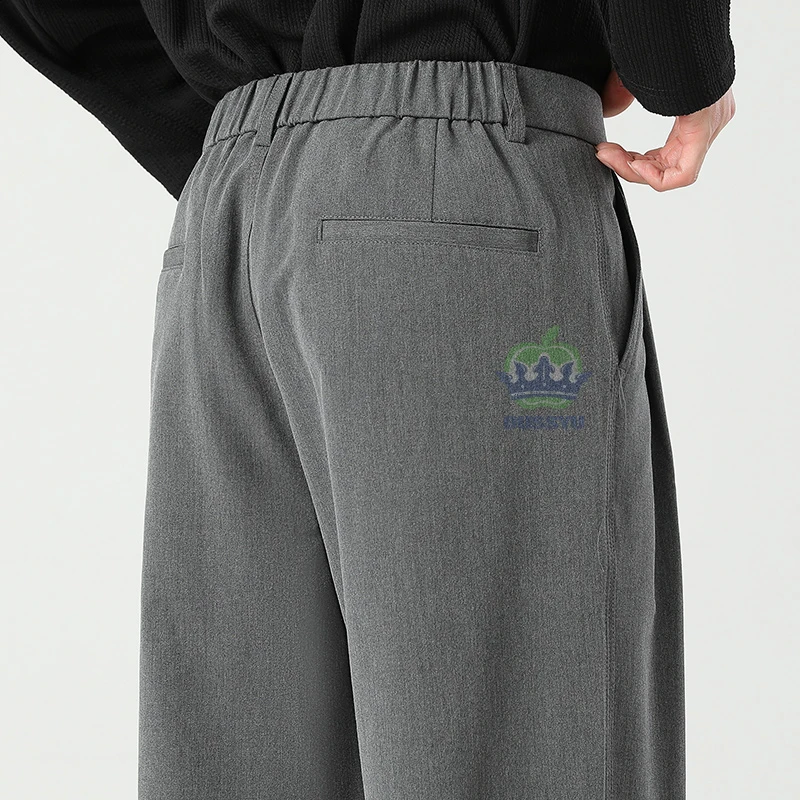 OUSSYU العلامة التجارية الفاخرة جودة فضفاض سراويل تقليدية رجال الأعمال مرونة الخصر الكورية الأسود العمل السراويل الرسمية الذكور حجم كبير S-4XL #5