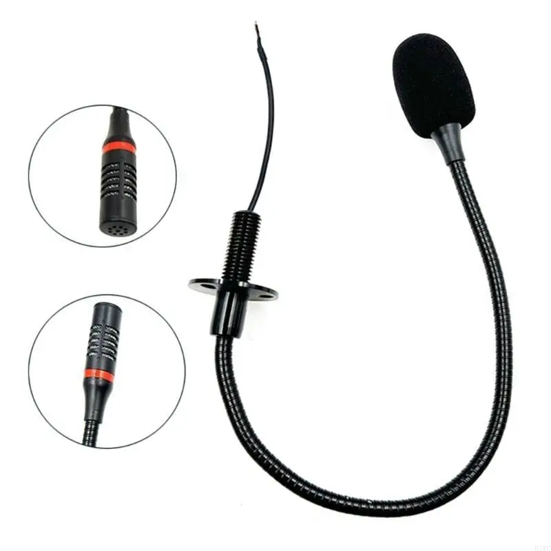Omnidirectional Gooseneck Mic Metal Hose Microphone with Bare End Cable for Public Transport and Live Broadcasting 