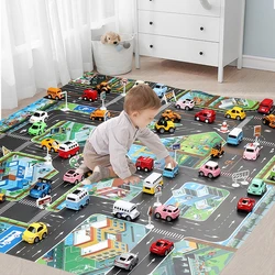 Baby Game Map Child Educational Game Mat Large City Map Non-woven Waterproof Game Mat Fun for Boys Kids Toys Pull Back Toy Cars