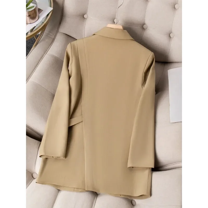 Fashion Women Loose Blazer Coat Apricot Black Khaki Female Long Sleeve Single Breasted Laides Jacket For Autumn Winter