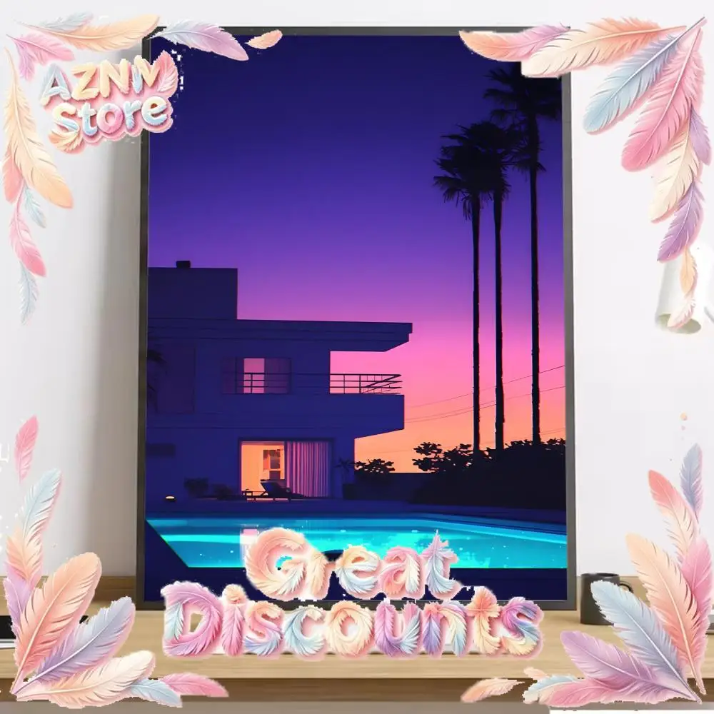 Hiroshi Nagai Vaporwave Japan Beach Painting Calligraphy HD Canvas Poster Living Room Bedroom Bar Aesthetic Decoration 2026