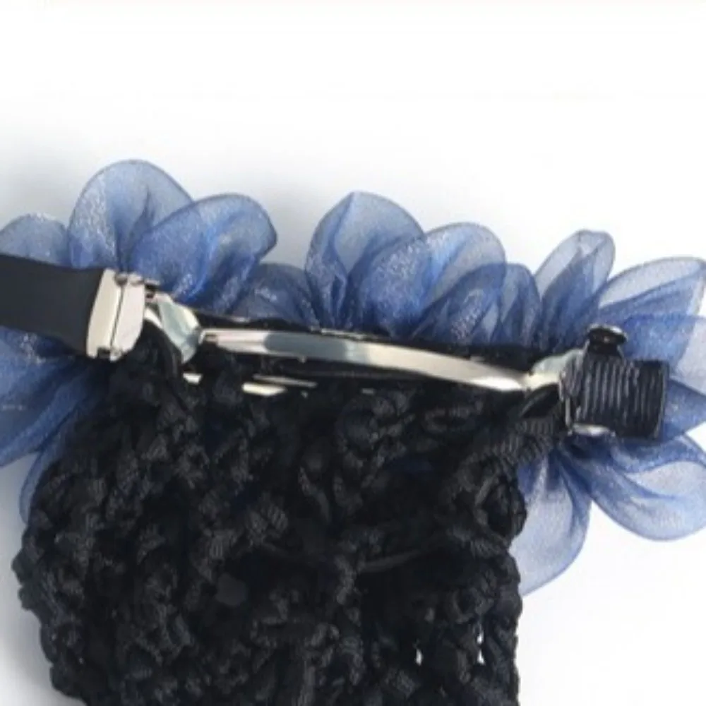 

Delicate Imitation Pearl Delicate Flower Hair Net Dual-Use Cloth Cover Net Spring Clips Ornament Colorful Hairgrips Work