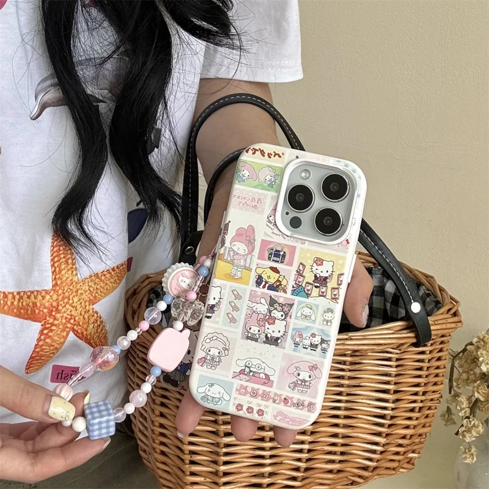 

New Sanrio Hello Kitty phone case for iPhone 13 14 15 pro 16promax 16 16 pro cover with hinged Kulomi Meloti cute cartoon cover