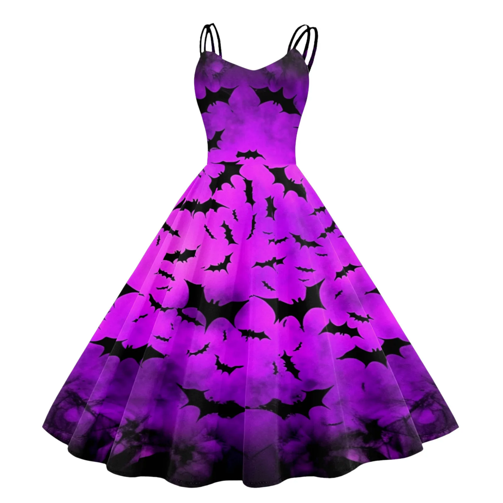 Halloween Fancy Skeleton Rose Print Women Dress Girl Carnival 1950s Party Dresses Female Goth Costume Rockabilly Dress Vestidos