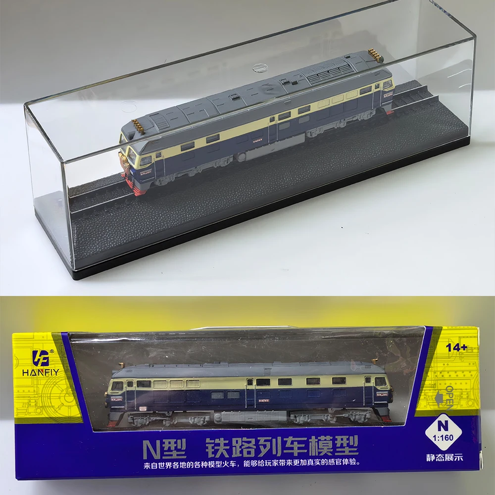 N-Type 1/160 DF4D รถไฟรุ่นดีเซลหัวรถจักรพร้อมกล่องอะคริลิคที่สวยงามเครื่องประดับเดสก์ท็อปแบบคงที่รุ่นของเล่นเด็กของขวัญ