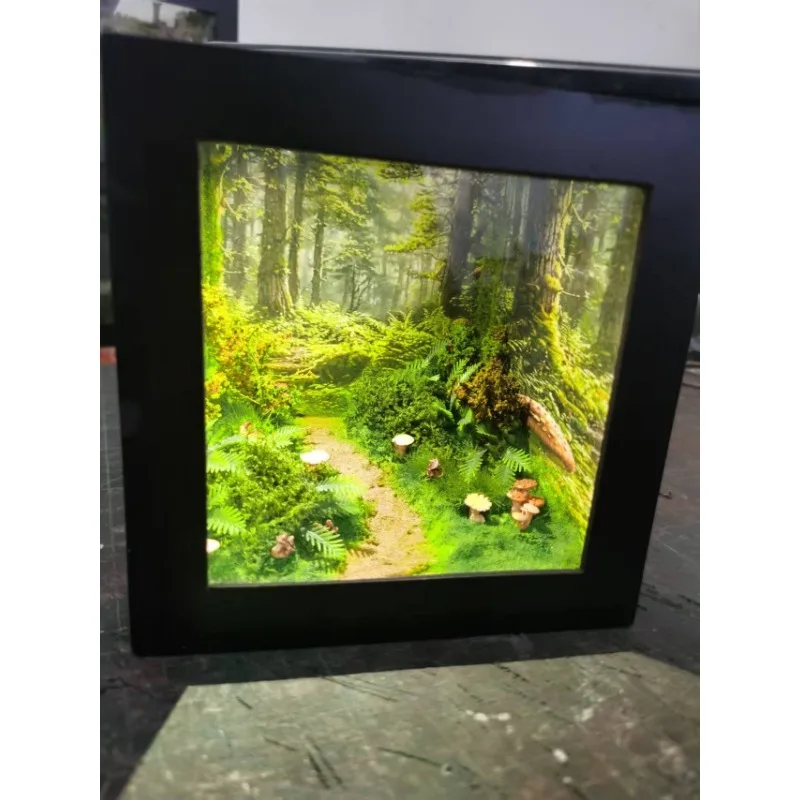 Custom Mushroom Scene Model - 15*1cm Micro Landscape Diorama, Ambient Light Ornament, Aesthetic Home Goods & Desktop Decor Gift