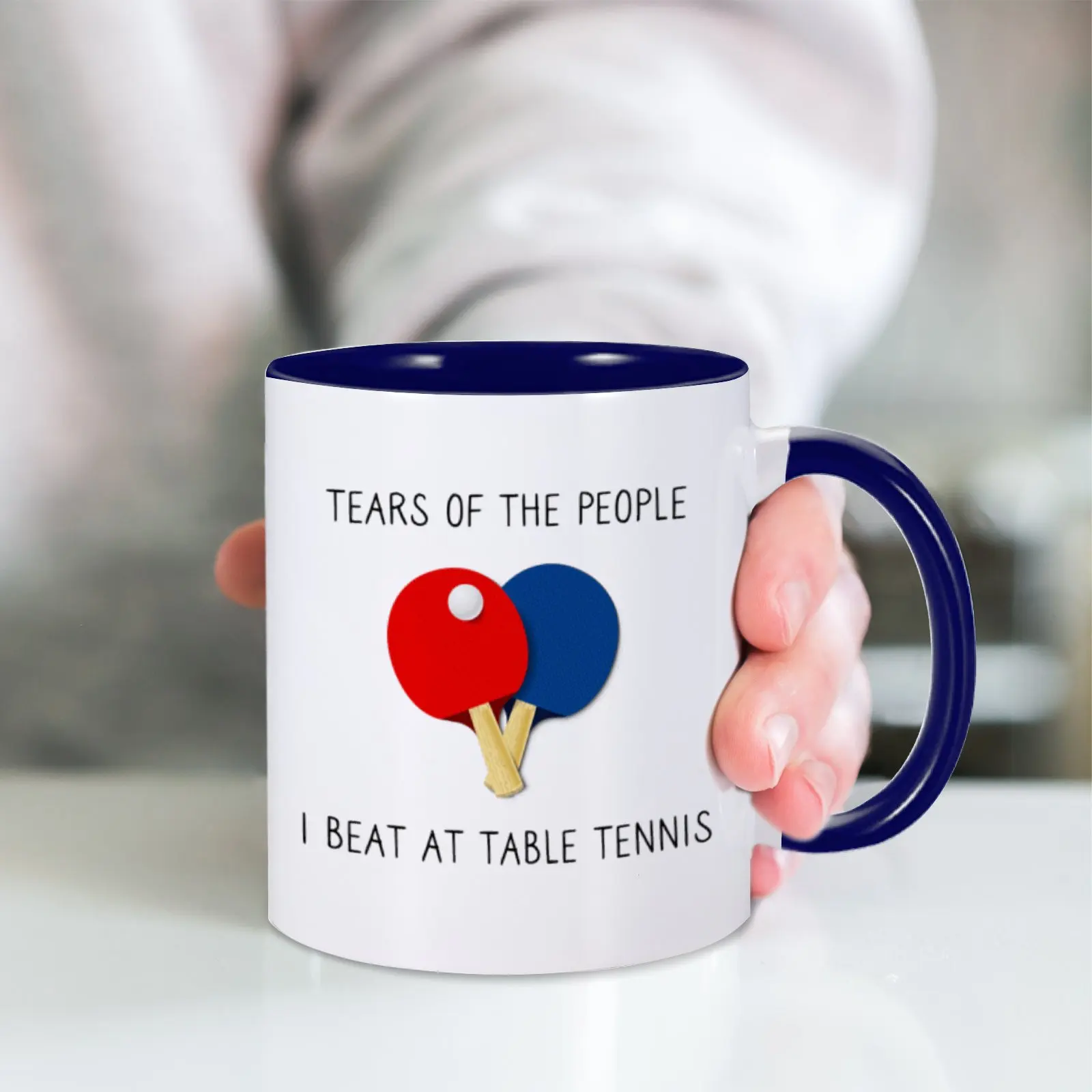 Funny Coffee Mug Tears Of The People I Beat At Table Tennis Ceramic Mug Creative Gift Ping Pong Tea Milk Cup Novelty Drinkware