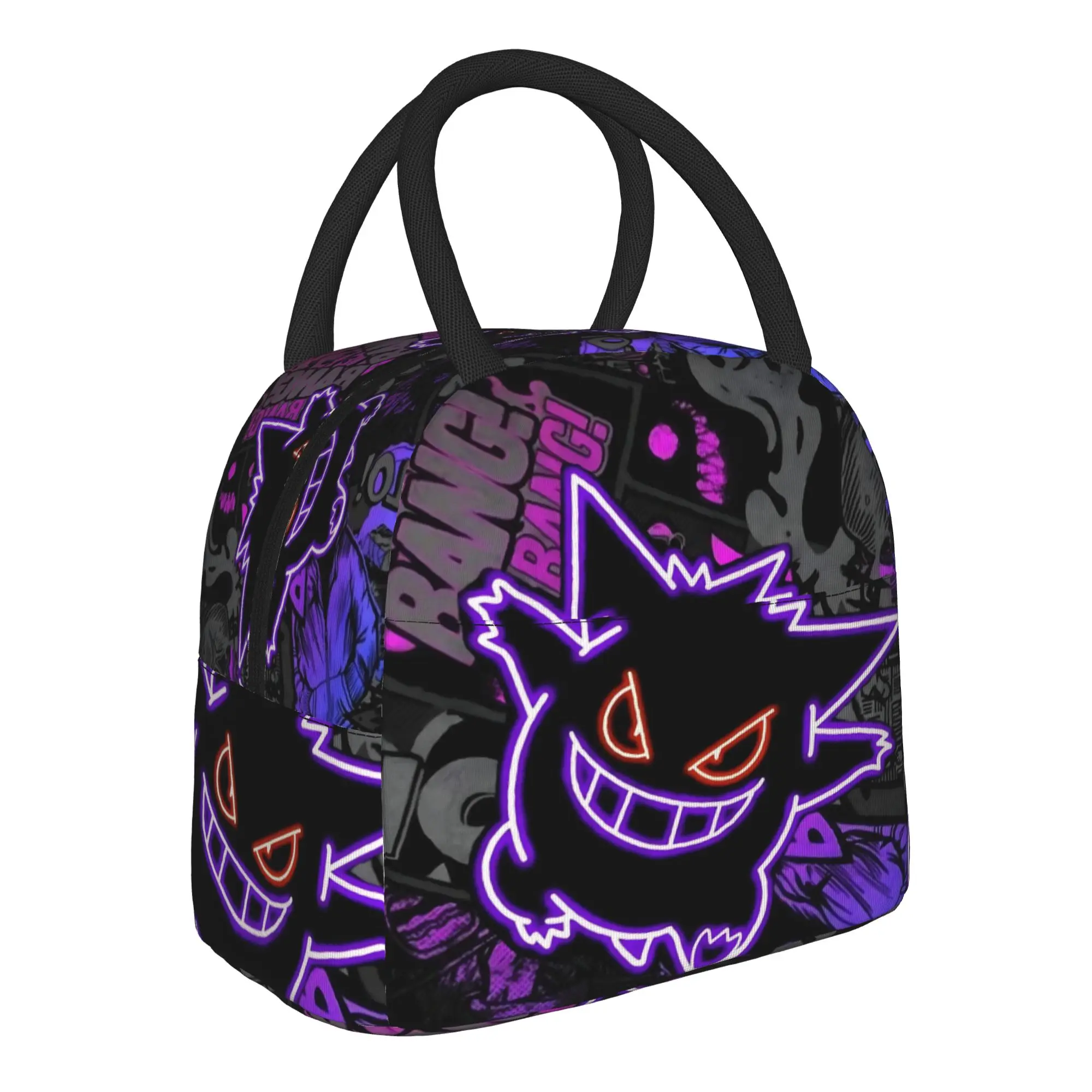 Pokemon Halloween Gengar Handbag Insulated Lunch Bag Meal Pack Rice Bag  bolsa Student Bento Lunch Handbag Insulation
