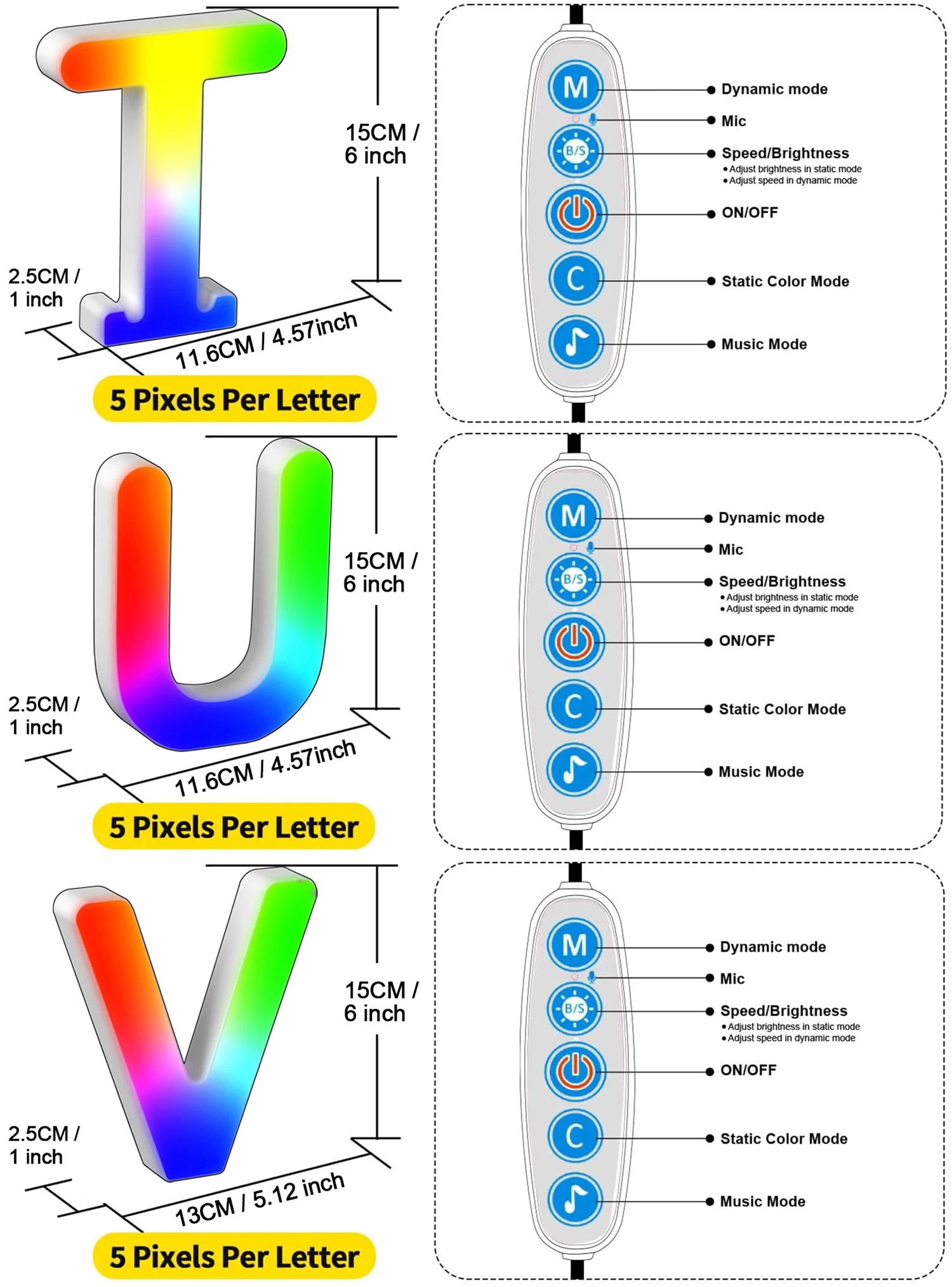 1PC Smart LED Letter Light - DIY RGB Marquee App Control Music Sync Indoor Sign Game Holiday Party Wedding Graduation Season A-Z