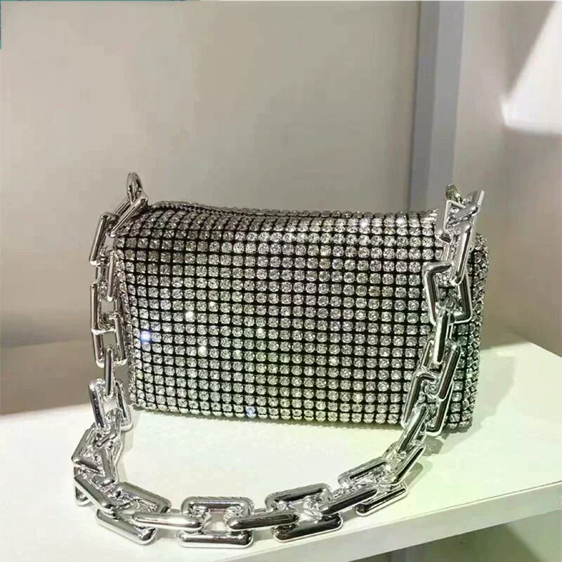 Summer Trend Luxury Fashion Travel Shoulder Handbags Purses Bling Diamond Design Small Crossbody Messenger Bags for Women