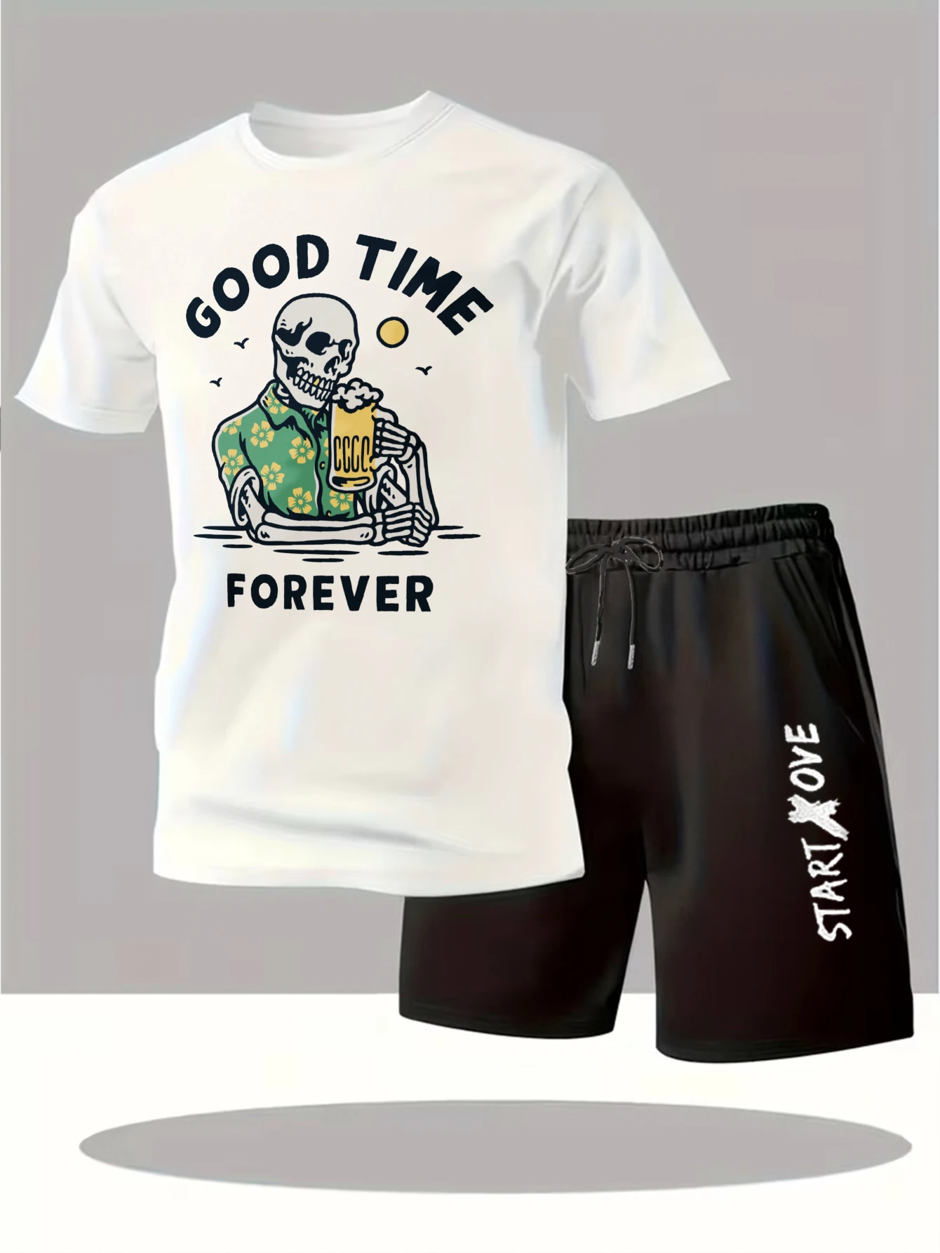 

Мужской спортивный костюм 2025: Новинка, модный комплект с коротким рукавом, принтованный, для мужчин