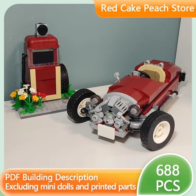 

City Car Model MOC Building Bricks 3-Wheeled Sports Car And Gas Station Modular Technology Children Holiday Gifts Assemble Toys